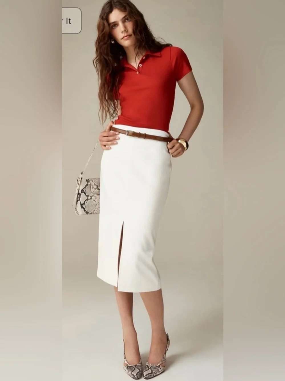 J.Crew Pencil midi skirt in four-season stretch in ivory